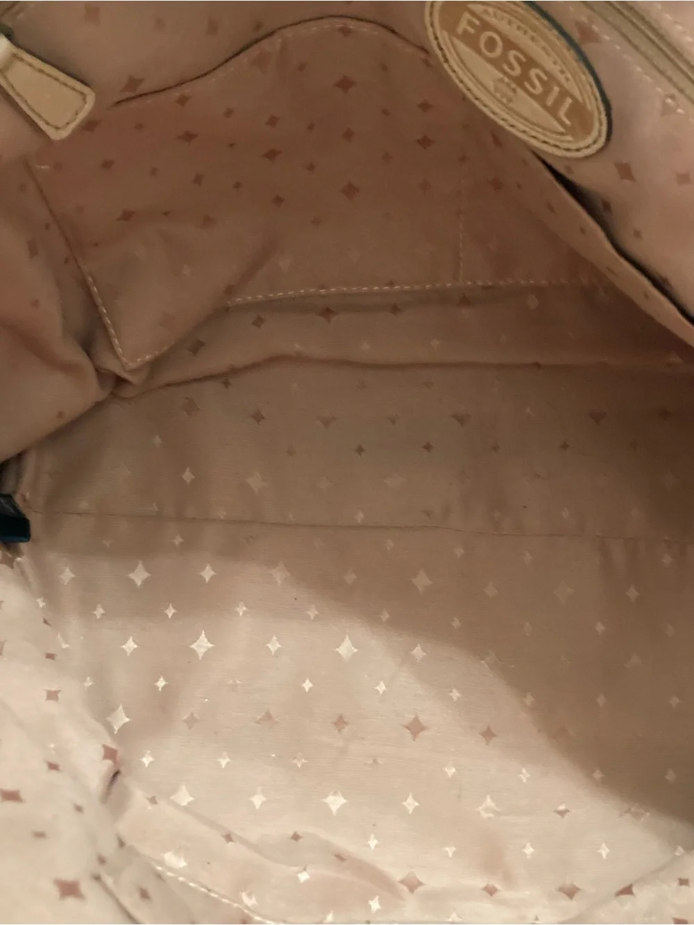 Fossil Beige Leather Tote with Key Charm